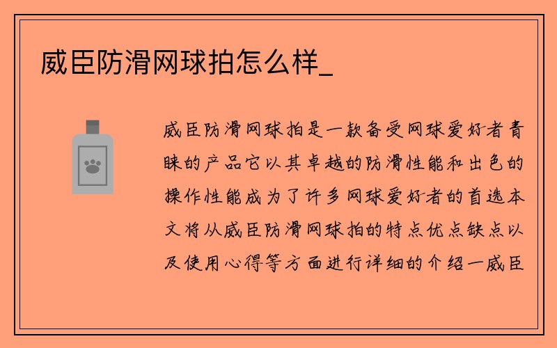 威臣防滑网球拍怎么样_