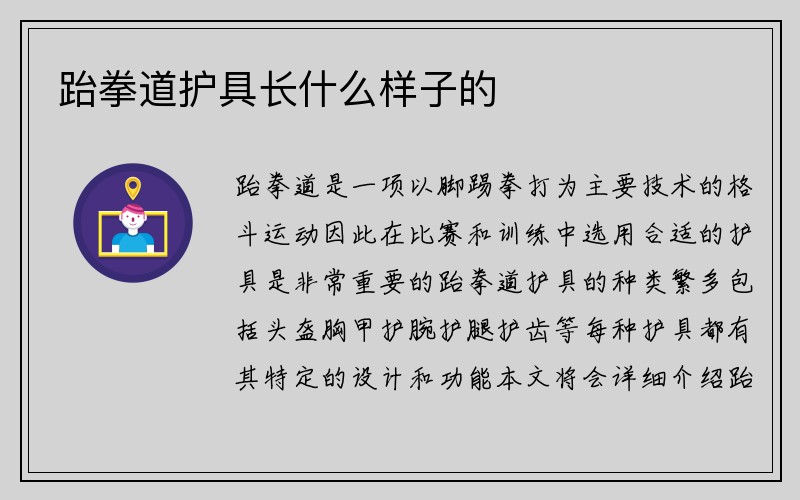 跆拳道护具长什么样子的