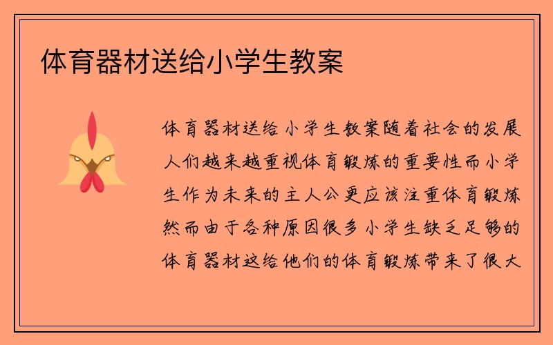 体育器材送给小学生教案